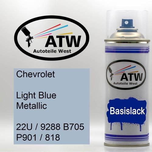 Chevrolet, Light Blue Metallic, 22U / 9288 B705 P901 / 818: 400ml Sprühdose, von ATW Autoteile West.